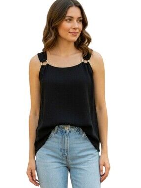 CROFT & BARROW Black Crepe Tank - Size S